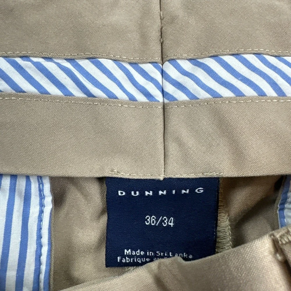 Dunning Golf Pants Men 36x29 Beige Straight Coolmax Stretch Pockets Logo